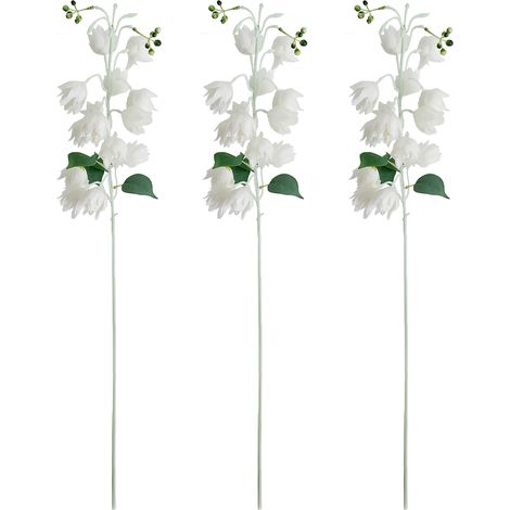 Artificiel Fleur de Campanule [3pcs] Blanche Décor Maison Mariage en Soie (1/5)