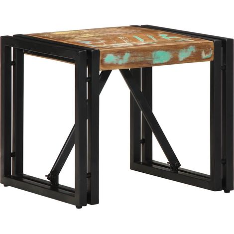 Couchtisch Mehrfarbig 40x40x35 cm Altholz Massivholz