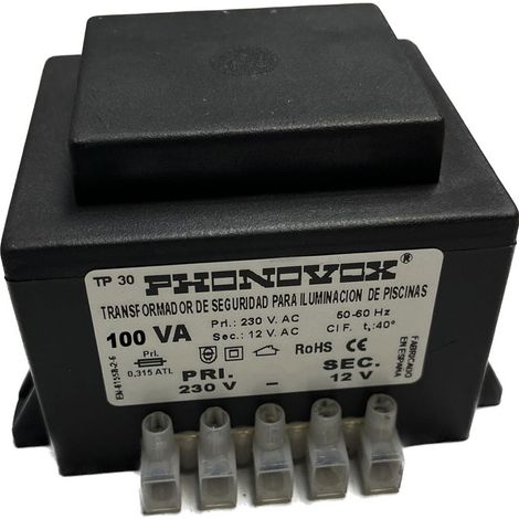 Transformateur De Piscine 100va 230/12v 50-60hz Ip-00 Bloc Tp31100 Phonovox - PHONOVOX
