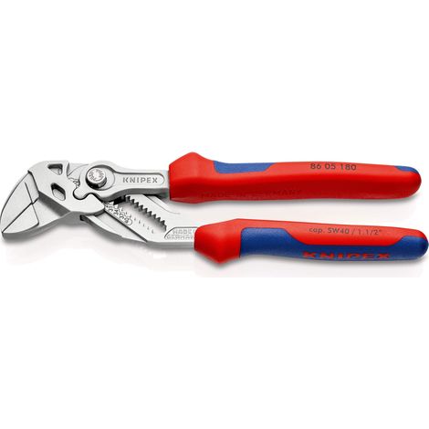 Knipex Pinza Chiave Pinza e Chiave in Un Unico Utensile Cromata, Rivestiti in Materiale Bicomponente 180 Mm 86 05 180 (1/5)