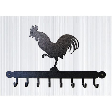 Tool Rack (Cockerel) - Hooks - Solid Steel - W54.6 x H30.5 cm - Black