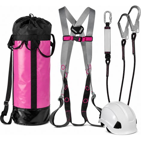 Kit de EPI básico compuesto por arnés, elemento de amarre y bolsa