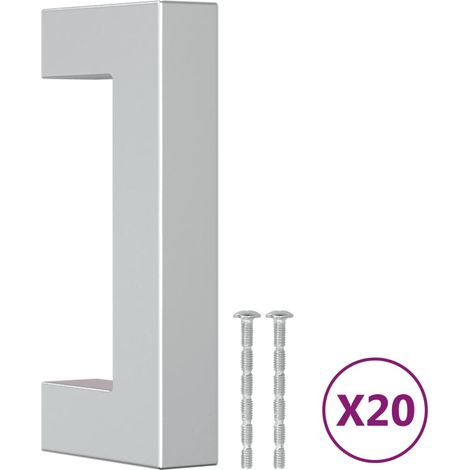 Poignées d'armoire 20 pcs Poignée de meuble argenté 64 mm acier inoxydable CFW51187 (1/5)