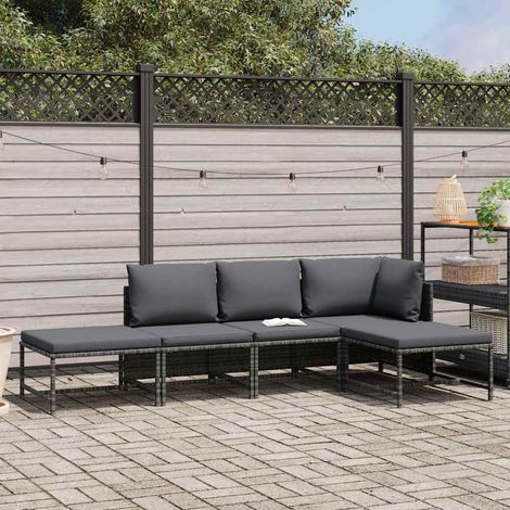 Maison Exclusive - 5-tlg. Garten-Sofagarnitur mit Auflagen Grau P (1/5)