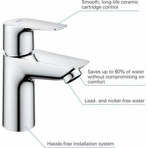 Grohe Start Edge Grifo de lavabo plateado cromado elegante
