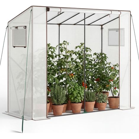 Serre en plastique, cadre acier, blanc transparent 200x97x170cm (1/5)
