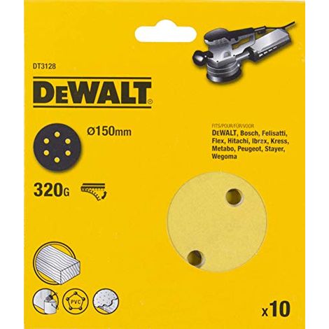 DEWALT DT3128-QZ DT3128-QZ-Discos para lijadoras rotorbitales de 150 mm, Nero
