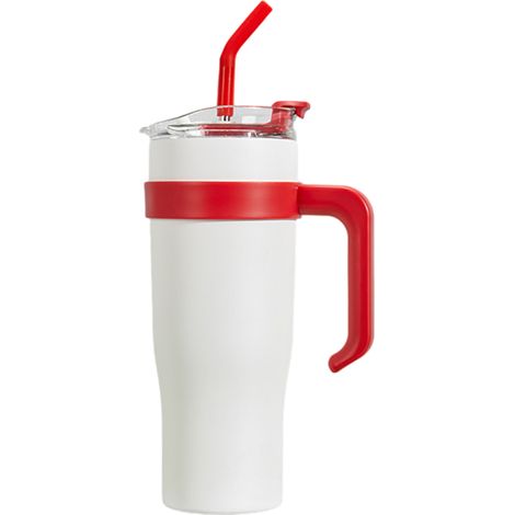 Gobelet isotherme de 1,2 L (40 oz) avec poignée, étanche et réutilisable, en acier inoxydable, avec couvercle et paille, idéal pour l'eau, le thé glacé, le café, les smoothies et bien plus encore. (1/2)