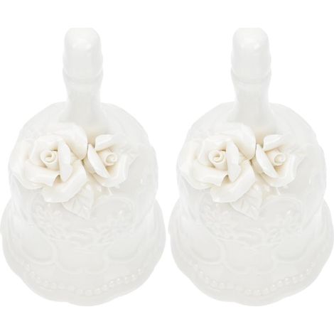2 pièces Cloche à Main Céramique Rustique avec Poignée Cloche de Service Artisanale pour Restaurant Mariage Dîner et Décoration de Table (1/5)