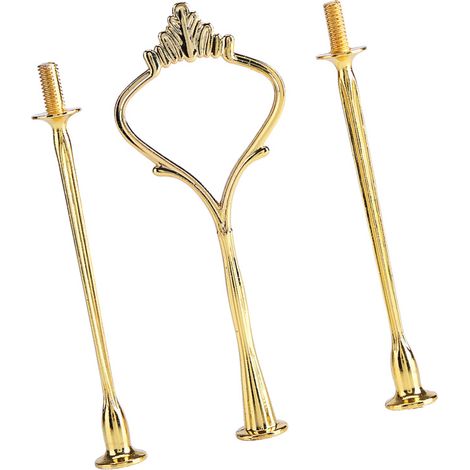 Présentoir à gâteaux à plusieurs étages avec poignées, support pour assiettes à fruits et accessoires de fixation (2 étages, couleur argent couronne) (1/5)