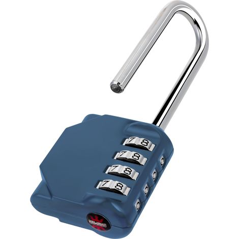 CL21BG Cadenas à combinaison à anse de 6.6 cm de long, cadenas à combinaison à 4 chiffres pour serrure de casier de gym, école, boîte à outils, moraillons et rangement (bleu-gris (L)x1) (1/5)