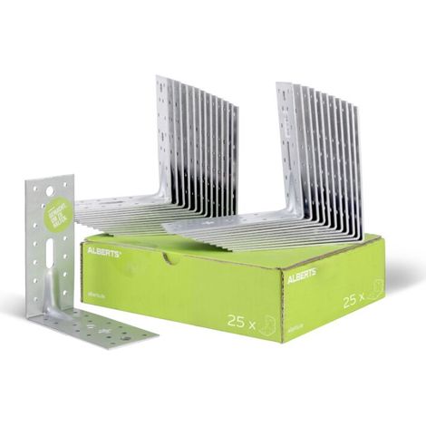 Équerre de fixation renforcée en acier galvanisé Sendzimir 150 x 150 x 65 mm – Set de 25 pièces – Pour applications construction –