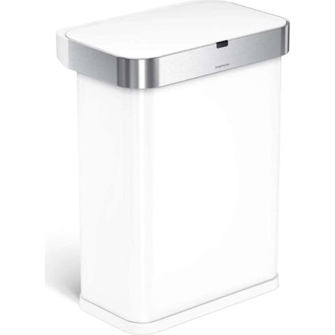 Simplehuman - Poubelle sans contact 58 L, avec pochette pour sacs, blanche ST2049 (1/4)