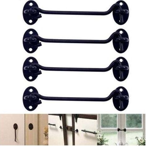 Manilles De Porte Coulissante Serrure Sécurité En Acier Inoxydable Fenêtre Pour Armoires Polyvalente Crochet Et Yeux 4 Lots (1/5)