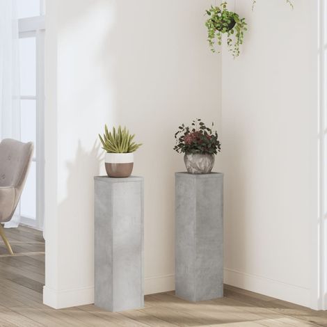 vidaXL Pflanzenständer 2 Stk. Betongrau 17x17x60 cm Holzwerkstoff