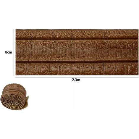 TRADE SHOP - Rotolo Carta Adesiva Per Parati Mobili Greca Stampa 3d Marrone 8cm X 2.3mt 69219 -