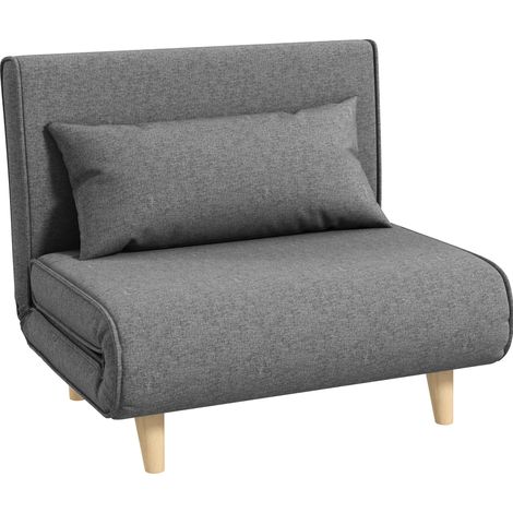 Sofá cama individual plegable HOMVRA gris con respaldo ajustable, 94 x 78 x 80 cm (1/5)