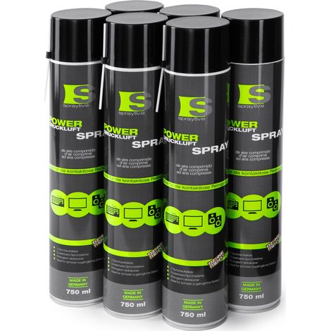 Spraytive 6x 750ml Power Druckluftspray - Air Duster, Druckluftreiniger, Luftdruckspray, Reinigungsspray (1/5)