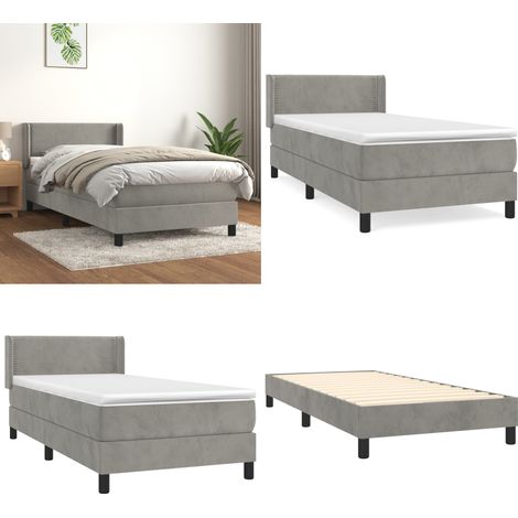 Boxspringbett mit Matratze Hellgrau 80x200 cm Samt - Samtbett - Boxspringbett - Doppelbett - Bettauflage - Matratze - Home & Living (1/5)