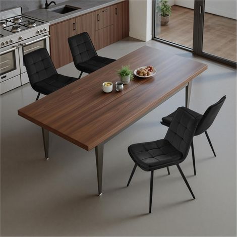 Esszimmerstühle 4er Set Samt gepolstert mit Rückenlehne Schwarz (1/5)