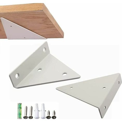 Floating shelf brackets – Invisible, concealed triangular shelf brackets – White