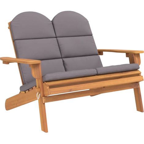 vidaXL Gartenbank Adirondack mit Kissen 126 cm aus massivem Akazienholz