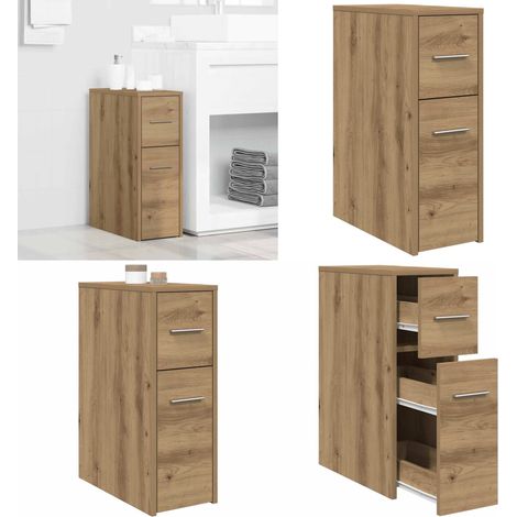Badschrank Schmal mit Rollen Artisan-Eiche Holzwerkstoff - Schrank - Holzschrank (1/5)