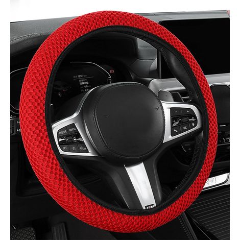 Funda Volante Coche,Funda Volante Coche Universal,Accesorios Coche,Cubre Volante Coche,Protector Volante Coche,Funda de Volante de Coche,Adecuado para la Mayoría de Automóviles (Rojo) (1/5)