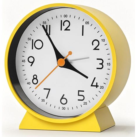 Réveil analogique sans tic-tac - Petite horloge de table rétro pour décoration de salon, chambre à coucher, table de chevet pour adultes, personnes âgées, enfants, voyage - Fonctionne avec piles (1/5)