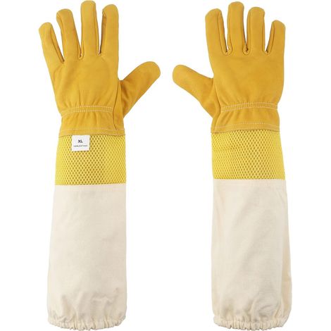 Imkerhandschuhe mit belüfteten Ärmeln – 51 cm – Handschuhe für Damen und Herren, Gelb (1/5)