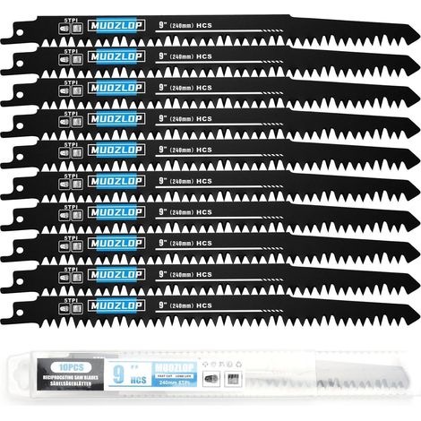 10er Pack Säbelsägeblätter 240mm 5 TPI für Holz, HCS Stahl (1/5)