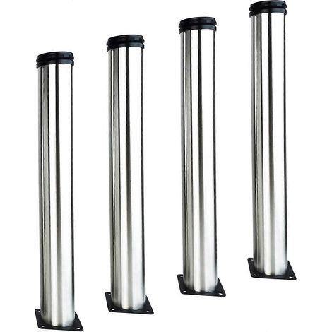 Höhenverstellbare Möbelbeine, 4er-Pack, 450 mm, Edelstahl, DIY-Couchtischbeine – Höhenverstellbar (Gesamt: 450–465 mm) – mit Schrauben (550 mm Durchmesser, 60 mm) – Silber