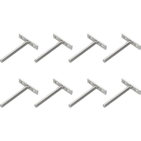 Support mural invisible pour étagère, lot de 6 supports en acier massif de 10 cm, fixation cachée pour tablettes en bois, blanc, robuste et discret (1/5)