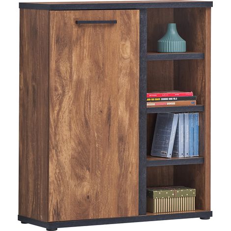 Commode enfant contemporaine 94 cm acacia/noir Marinella (1/4)