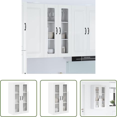 Rangement de cuisine - Armoire de cuisine avec étagère Blanc brillant 60 x 31 x 100 cm (1/5)