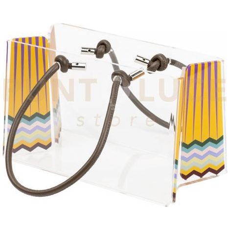 SHOPPER MEDIA CHARLOTTE IN CRISTALLO ACRILICO TRASPARENTE E CON DECORO RAINBOW