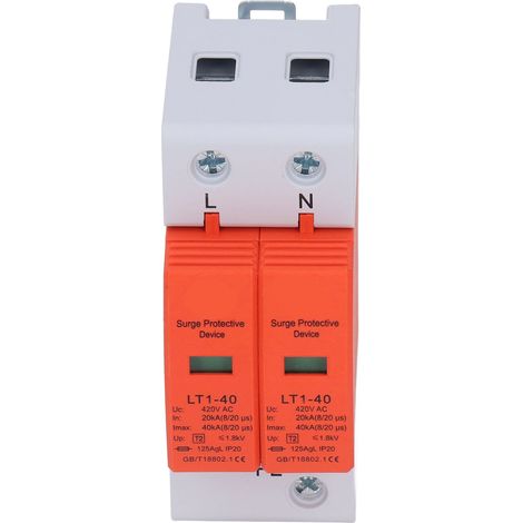 Parafoudre ignifugé 2P pour montage sur rail 36 mm, dispositif de protection 420 V (1/5)
