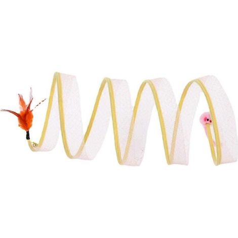 Tunnel pliable à ressort pour chat, en forme de S, avec souris (1/5)