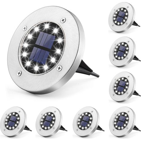 APEX Lampes solaires de sol pour jardins extérieurs, 12 lampes solaires LED pour chemins, étanches IP44, lot de 8. (1/5)