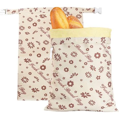 Sac à pain - 2 pièces - Sacs à pain en cire d'abeille - Lin - Réutilisables - Pour pain fait maison - 43x33cm - H (1/5)