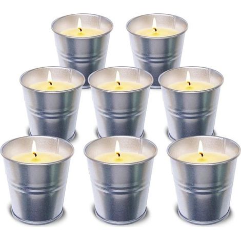 Bougies à la citronnelle d'extérieur, lot de 8, bougies parfumées à la citronnelle, idéales pour le jardin, la terrasse, les pi... (1/5)