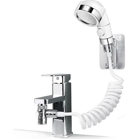 Douchette lavabo, Ensemble Pommeau Douche pour Lavabo, Ensemble de rinçage de fixation de tuyau de pulvérisateur d'évier pour cuve à linge de salle de bain Compatible avec les robinets ronds (1/5)