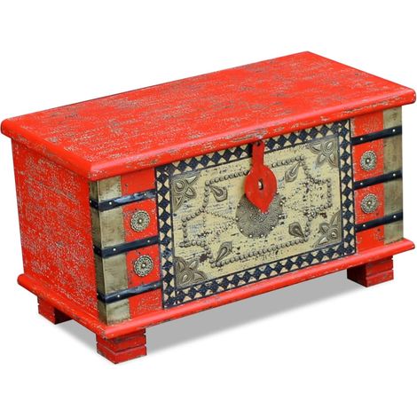 Maison Exclusive - Baule Rosso in Legno di Mango 80x40x45 cm