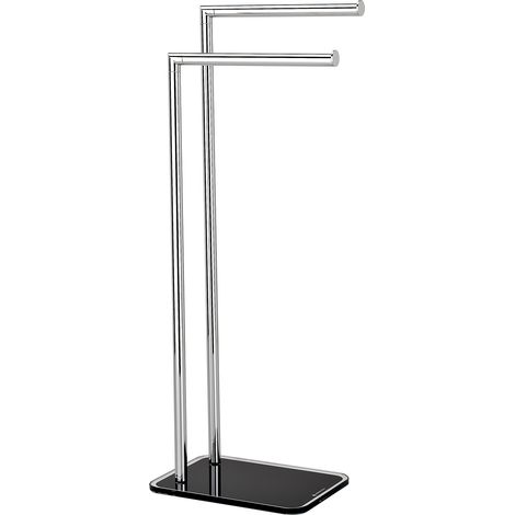 Toallero de pie para baño soporte para toallas vidrio negro mod. Zero