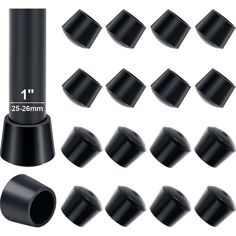 25mm Chair Leg Caps, 16 Pcs Round Rubber Furniture Cups Chair Leg Caps Table Foot Covers Floor Protectors Non-Slip, Black (1/3)