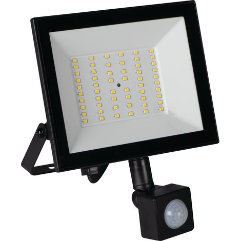Proiettore LED 50W - Detettore PIR - 4500lm - IP44 - Nero - Aluminio (1/5)