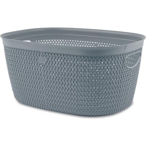 Cestino Biancheria Portabiancheria intreccio Grigio 38 x 28 x 18 cm (1/2)
