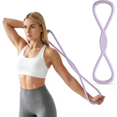 Banda de resistencia en forma de ocho, banda de ejercicio para fisioterapia, yoga, pilates y entrenamiento en casa, banda de fitness portátil con agarre antideslizante. (1/5)
