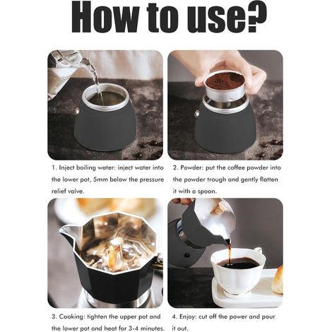 Tragbare Mokkakanne für den Heimgebrauch, Kaltbrühkaffee, manuelle und elektrische Zubereitung, Kaffeebereiter für schwarzen Kaffee (300 ml) (1/5)