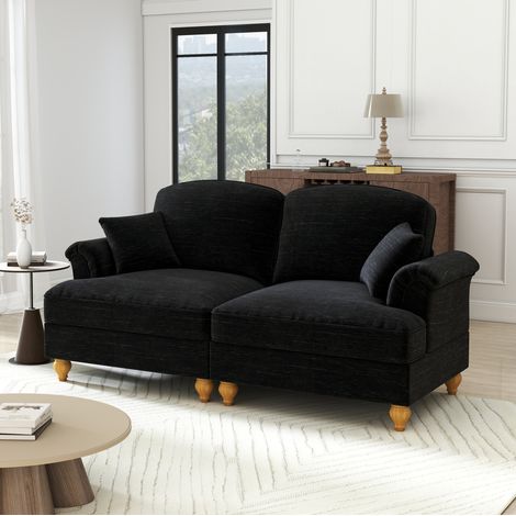 Canapé salon 2 places modulable chenille noir OKMYHOME (1/5)